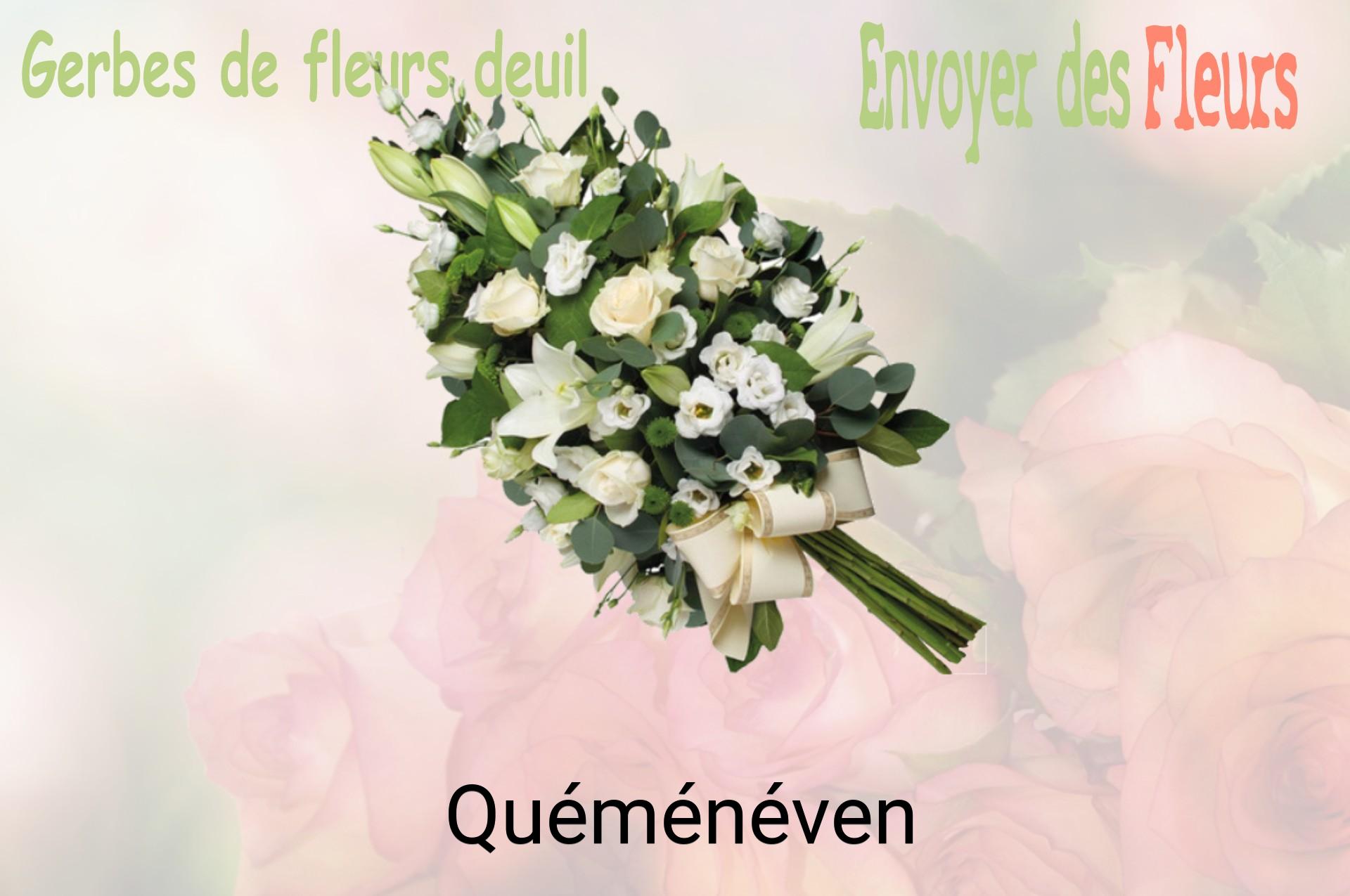Gerbe de fleurs de deuil livrée à Quéménéven